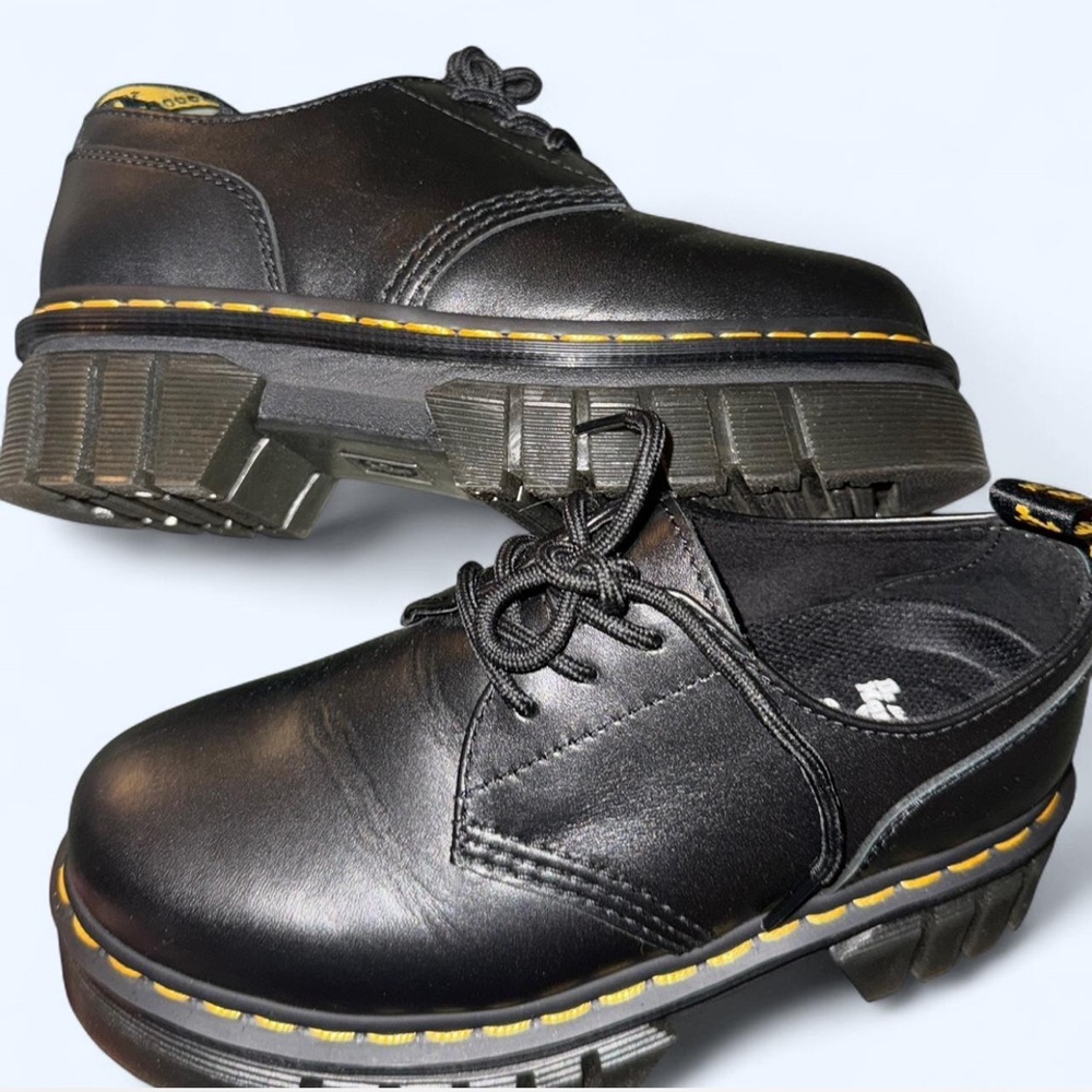 Dr. Martens Black Oxfords with Yellow Accents